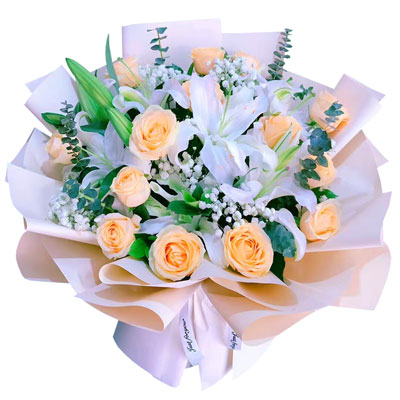 达州16朵香槟玫瑰2支百合，爱的温暖和幸福