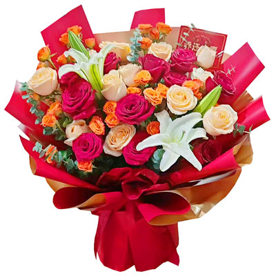 达州19朵玫瑰百合，爱情永不凋零