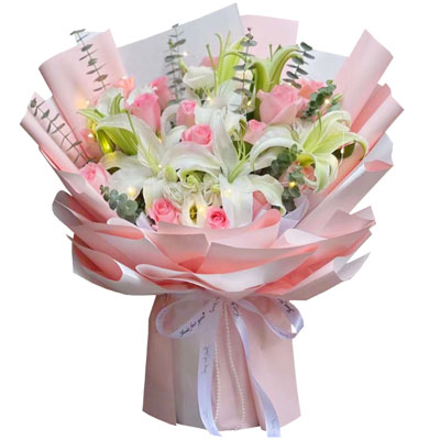 达州16朵粉玫瑰百合，感情稳定坚固